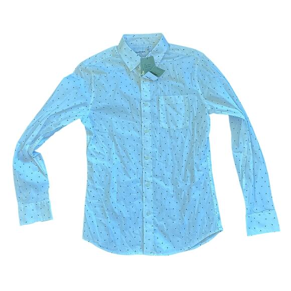 Goodfellow Every Wear Poplin Button Up Slim Shirt White Black Men's Small New - Picture 2 of 8